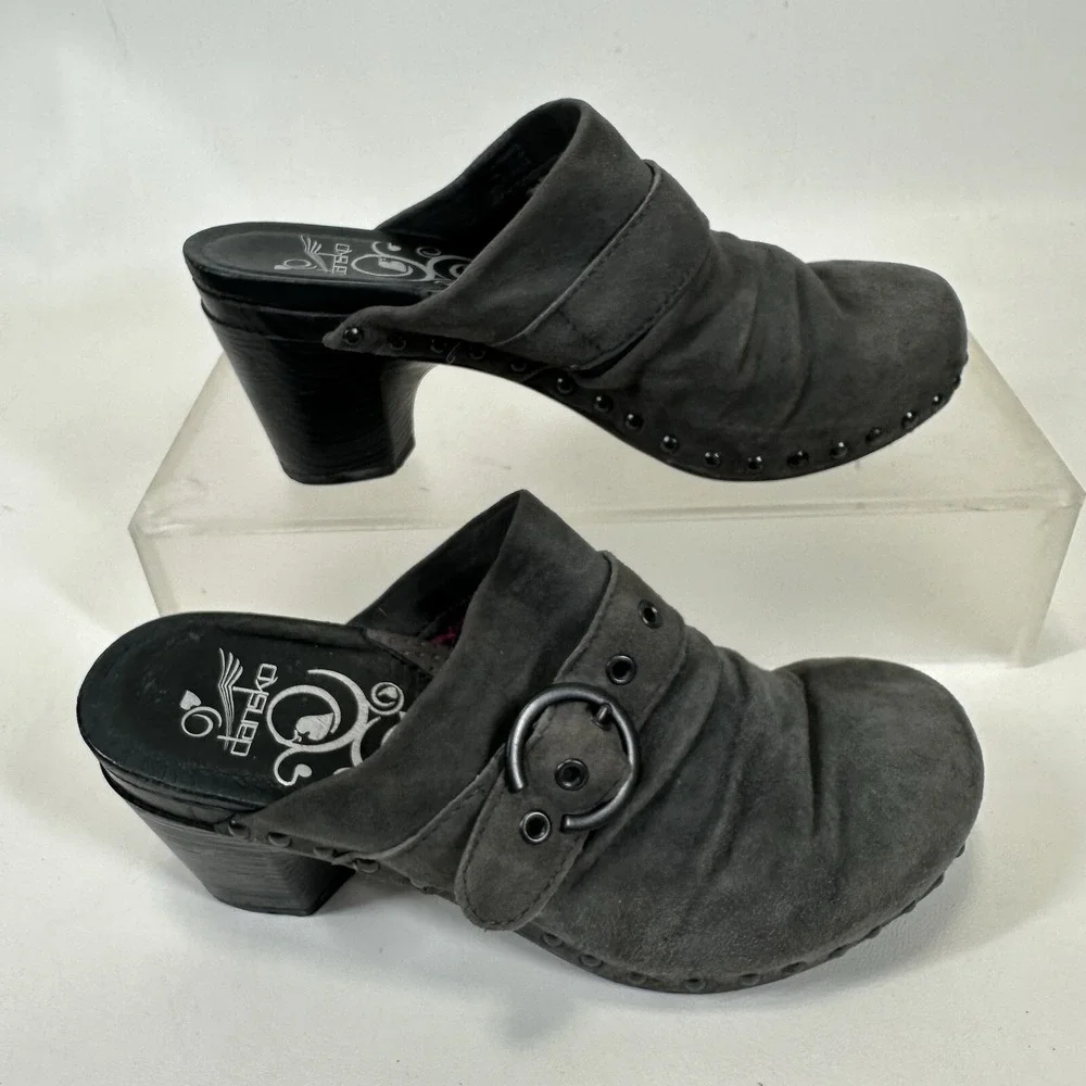 Dansko Nadine Shoes Women's EU 38 US 7.5-8 Gray  Platform Heel Mules‎ Suede